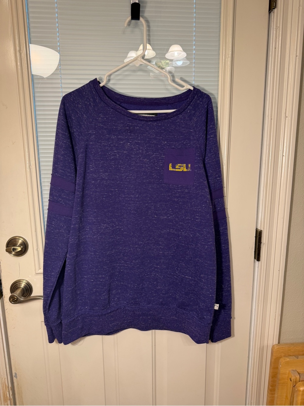 Colosseum Purple LSU Pocket Crewneck Sweater